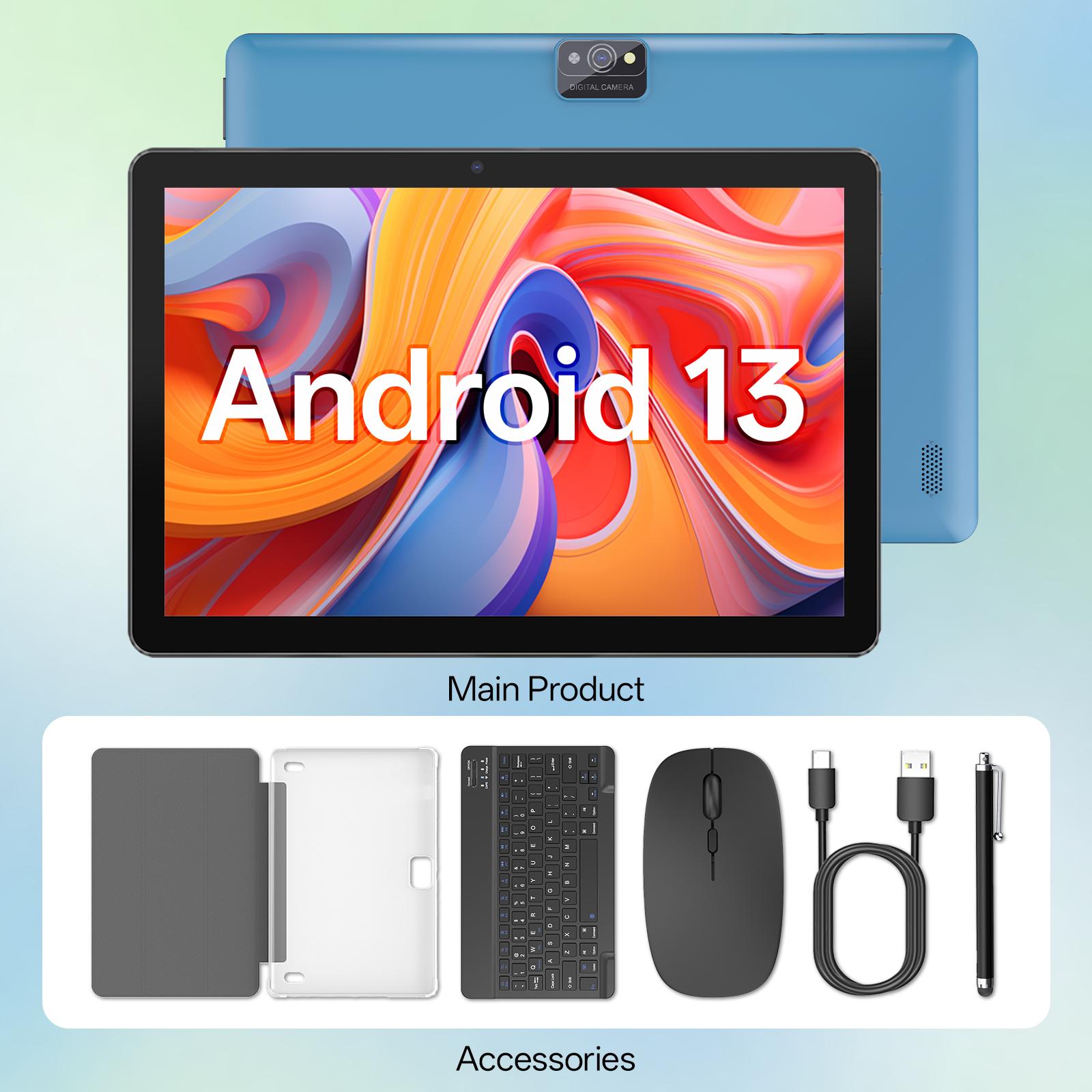10 Inch Android Tablet, Latest Android 13 Tablet 3GB RAM 64GB ROM, WIFI Tablet, 2MP+8MP Camera, Stylus Without Electricity, 2 In 1 Tablet With Optional Keyboard, Case, Mouse, Stylus, Pen, Protective Case, Christmas gifts