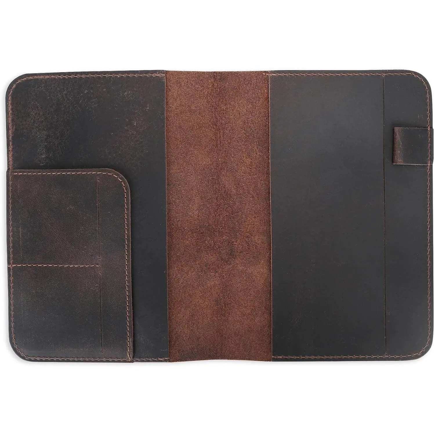 Refillable Medium A5 Leather Journal Cover 5.75"x8.25", Leather Bound Notebook Cover for Travelers Writers, Perfect Gift for Anyone (Brown)