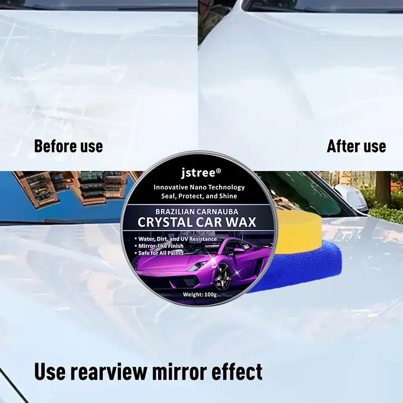 Jstree Car Solid Wax Polish Care, Remove Dirt Shine Protection Anti-Oxidation, 100g Auto Paint Maintenance Wax