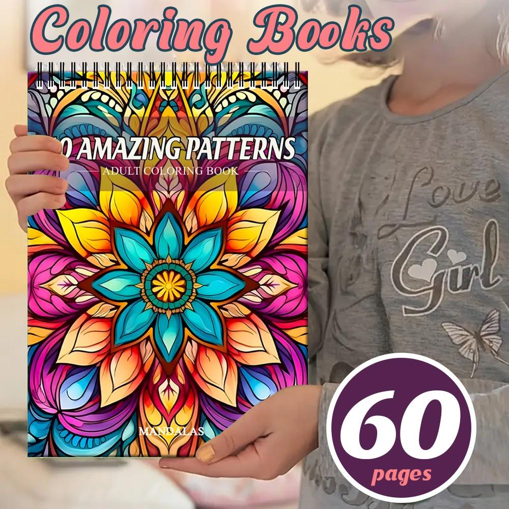Mandala Coloring Book for Kids, 60 Patterns Stress Relief Creative Doodle Book, Parent-Child Educational Drawing Tool, 1 Volume