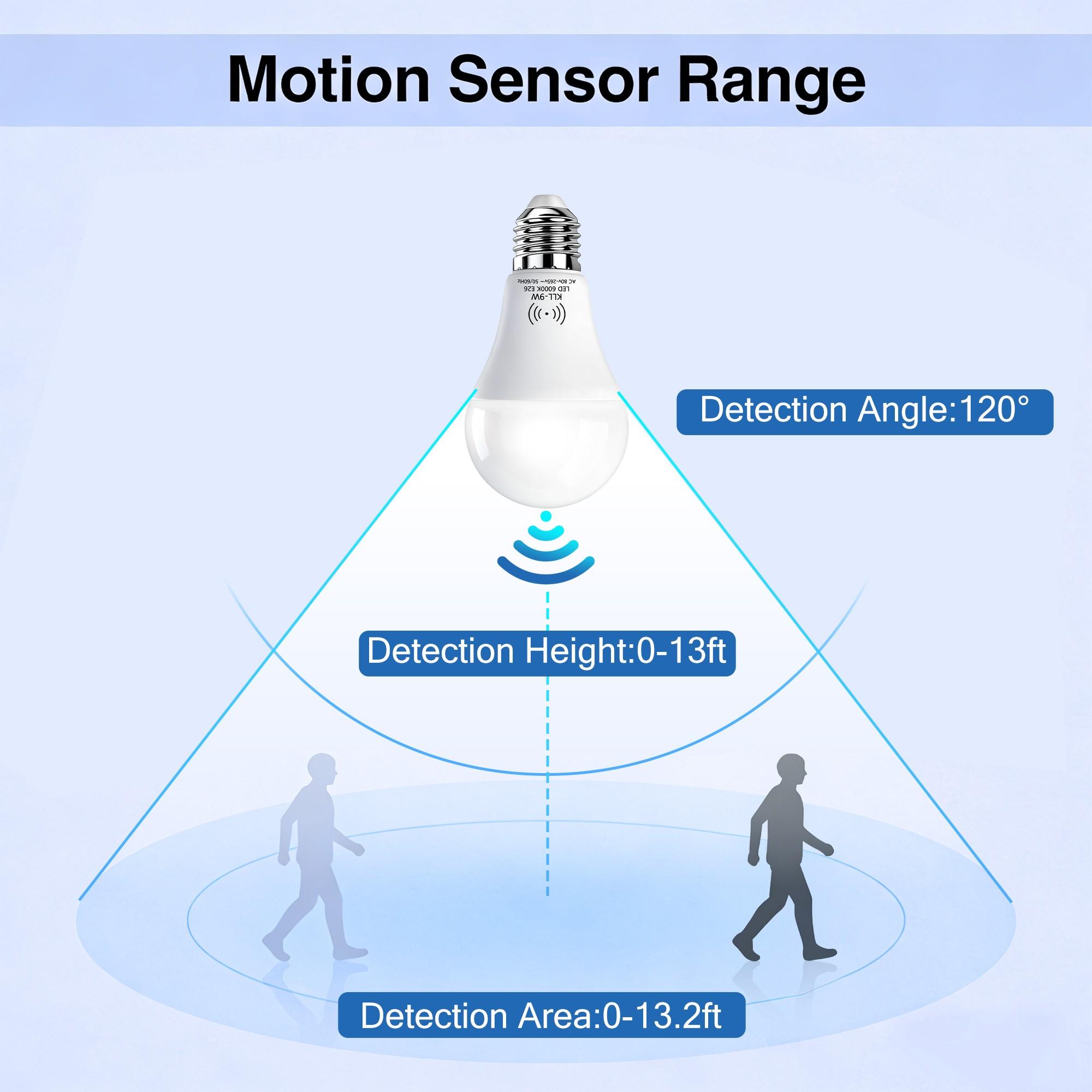 Kasotile Motion Sensor LED Bulb, 9w 3000k/6000k, Ac 80-265v, E26/e27 Base, Indoor Lighting, Hallway Lamp, Energy Efficient