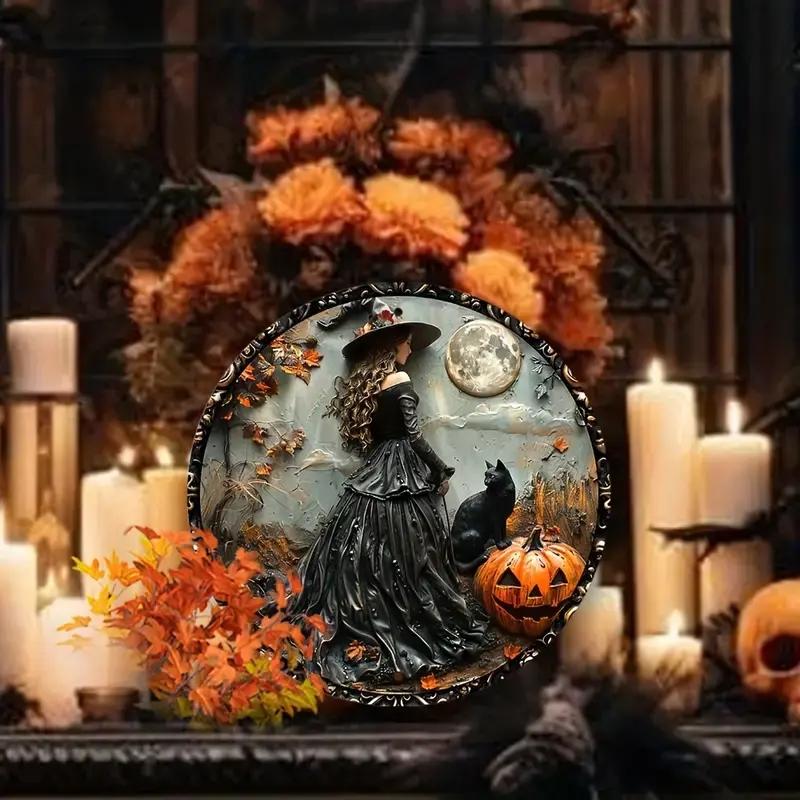 Gothic Style Wall Sign with Hanging Hole, 1 Count Ghost Cat & Witch Pattern Wall Art, Wall Decor for Home Office Party, Trending Home Decor 2024, Halloween