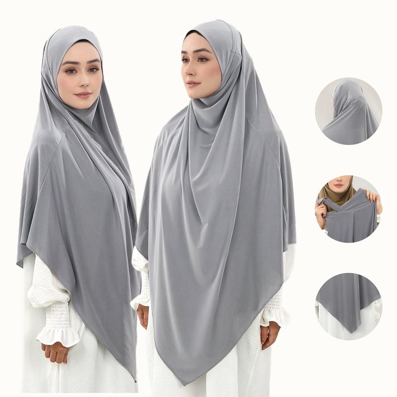 Women's Stretchable Lace-Up Instant Jersey Hijab, Stretchy Soft Elastic Fabric Headscarf Suitable for Various Occasions, Modest Design