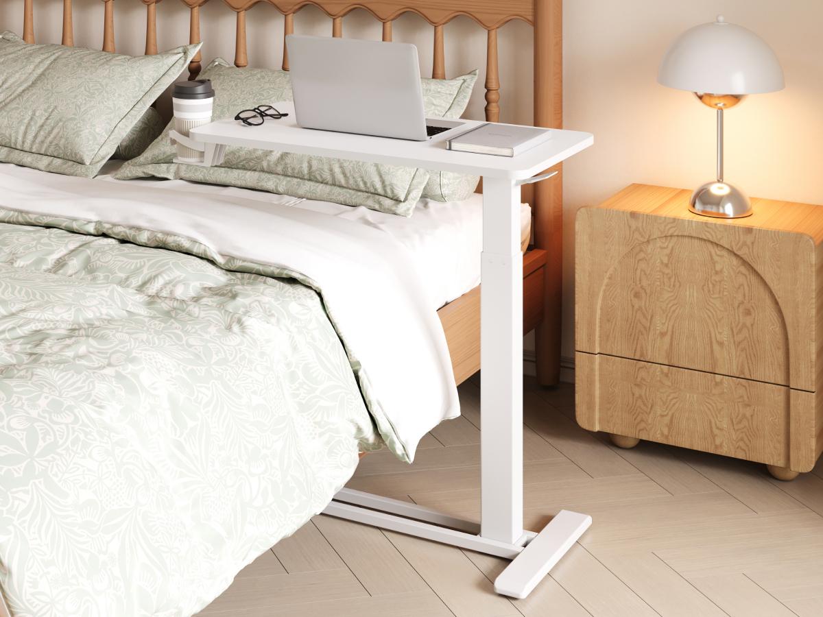 【TikTokShopBlackFriday】FLEXISPOT Mobile Adjustable Overbed Table, Bedside Standing Desk with Wheels, Rolling Laptop & Computer Cart, Portable Workstation for Home, Office, Bedroom, Hospital, Dorm, with Tiltable & Foldable Options