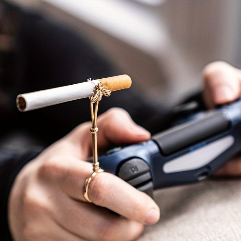 Golden Bee Cigarette Holder Ring, Elegant Finger Cigarette Clip, Fashion Smoking Accessory; Perfect Gift for Dad, Boyfriend, Girlfriend & Best Friend, Romantic Keepsake for Anniversary, Stylish Gift with Ritual Sense for Smokers