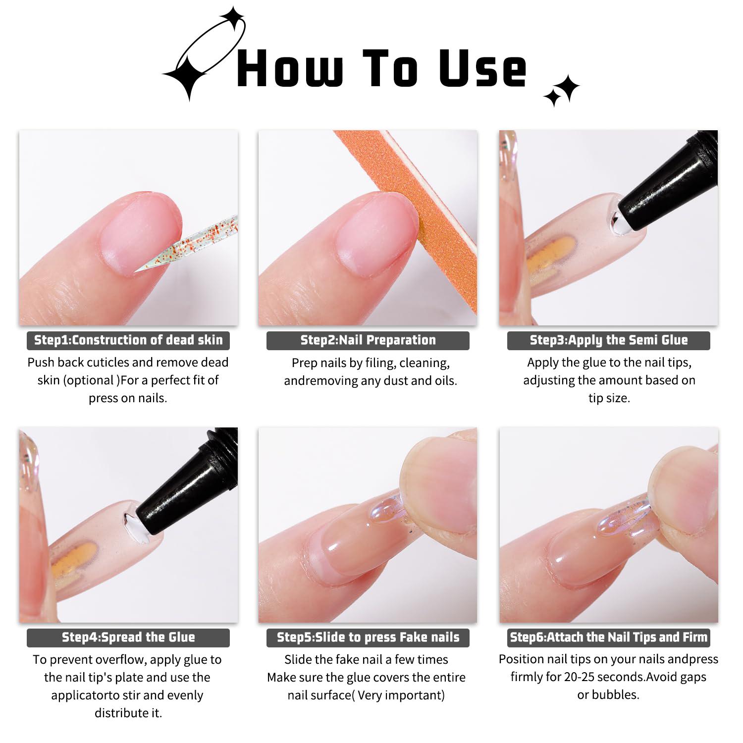 3 Pack Solid Nail Glue Gel for Press On Nail Tips, Extra Strong Nail Glue, Quick Drying Semi-solid Nail Glue, No UV Lamp Required, Long Lasting False Acrylic Nail Glue Gel (10g x 3)