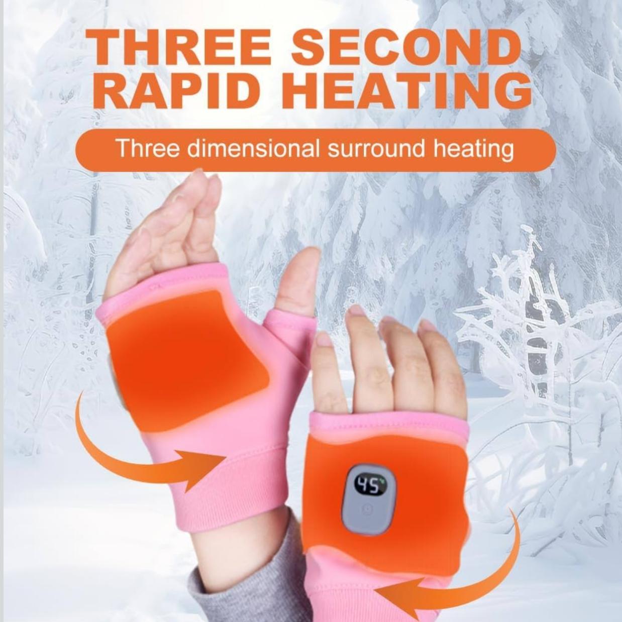 Rechargeable Smart Heated Gloves, Upgraded Smart Thermostatic Electric Heated Fingerless Gloves Rechargeable, Winter Hand Warmer for Work Cycling Skiing Outdoor Snow