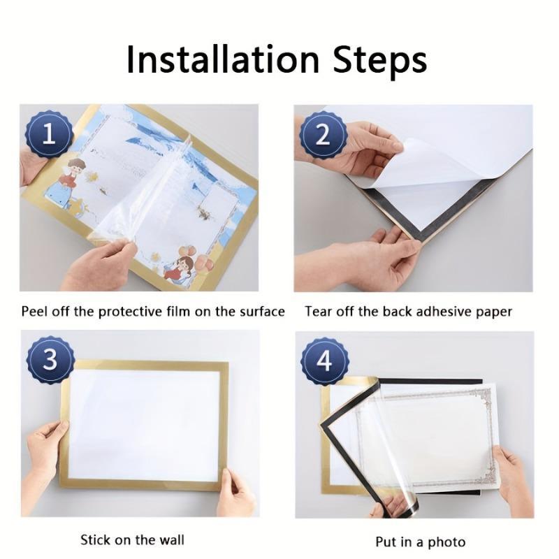 5pc Business License Award Frame, Magnetic Display Poster, Soft Frame Stick, Wall Use, Casual Style, No Ca_prop_65 Features