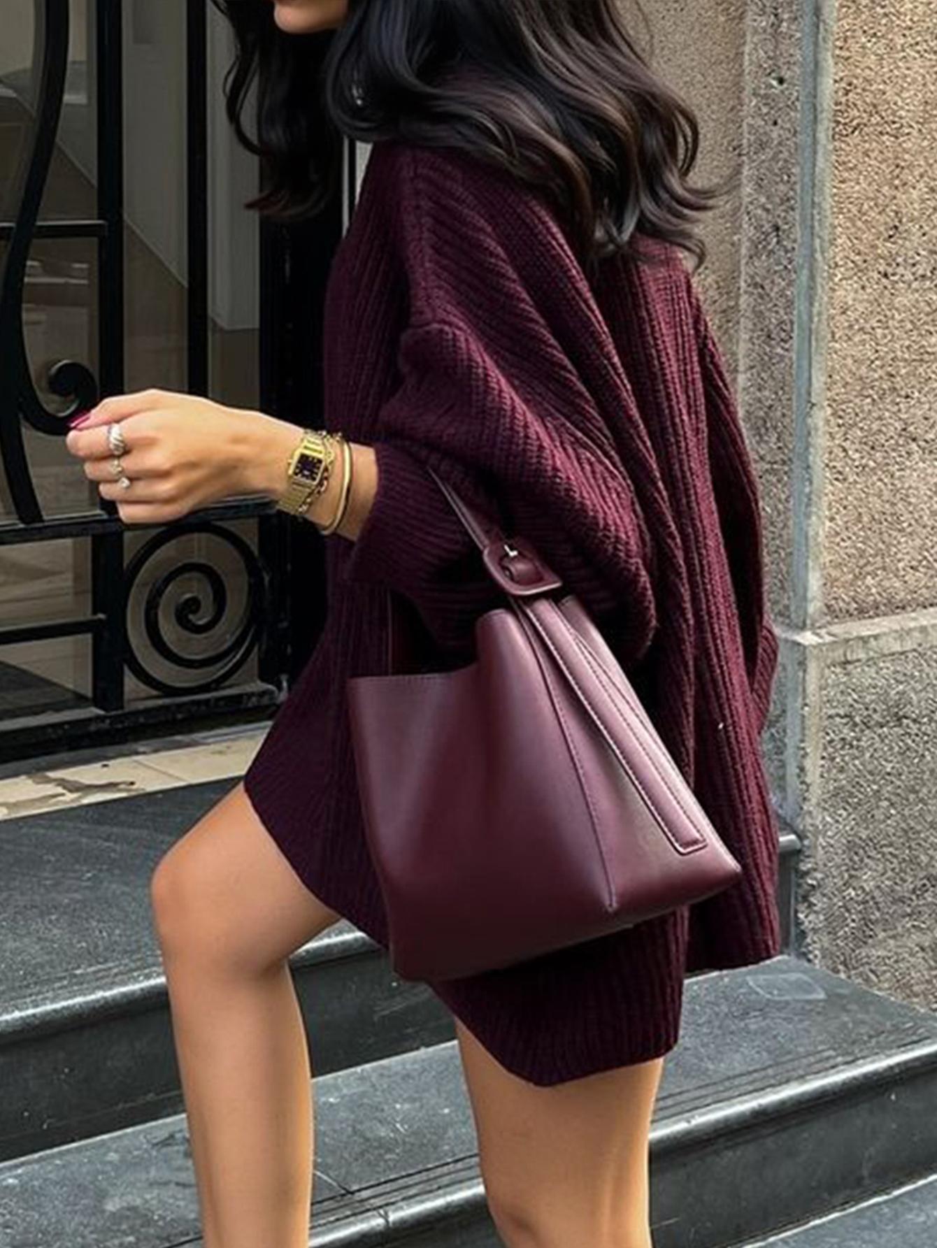 Fall & Winter Women's Casual Loose Sweater Pullover, Simple Retro Style Long Sleeve Round Neck Jumper, Cozy Oversized Knit for Relaxed