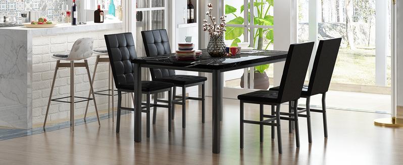 Recaceik 5-Piece Dining Room Table Set for 4 - Faux Marble Dinner Table & 4 Comfy Chairs - Small Breakfast Nook Table Set - Luxury & Durable Design Modern Ergonomic