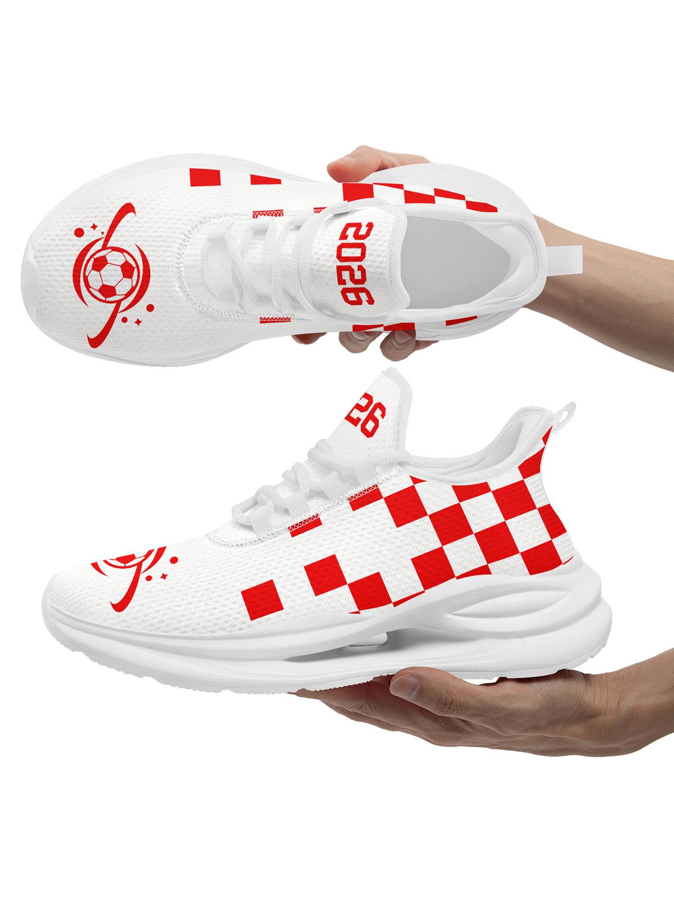 Men's SUI Sporty Checkered Design  Running Shoes, Stylish Breathable Performance Sneakers, Comfortable Wide Fit Daily Trainers