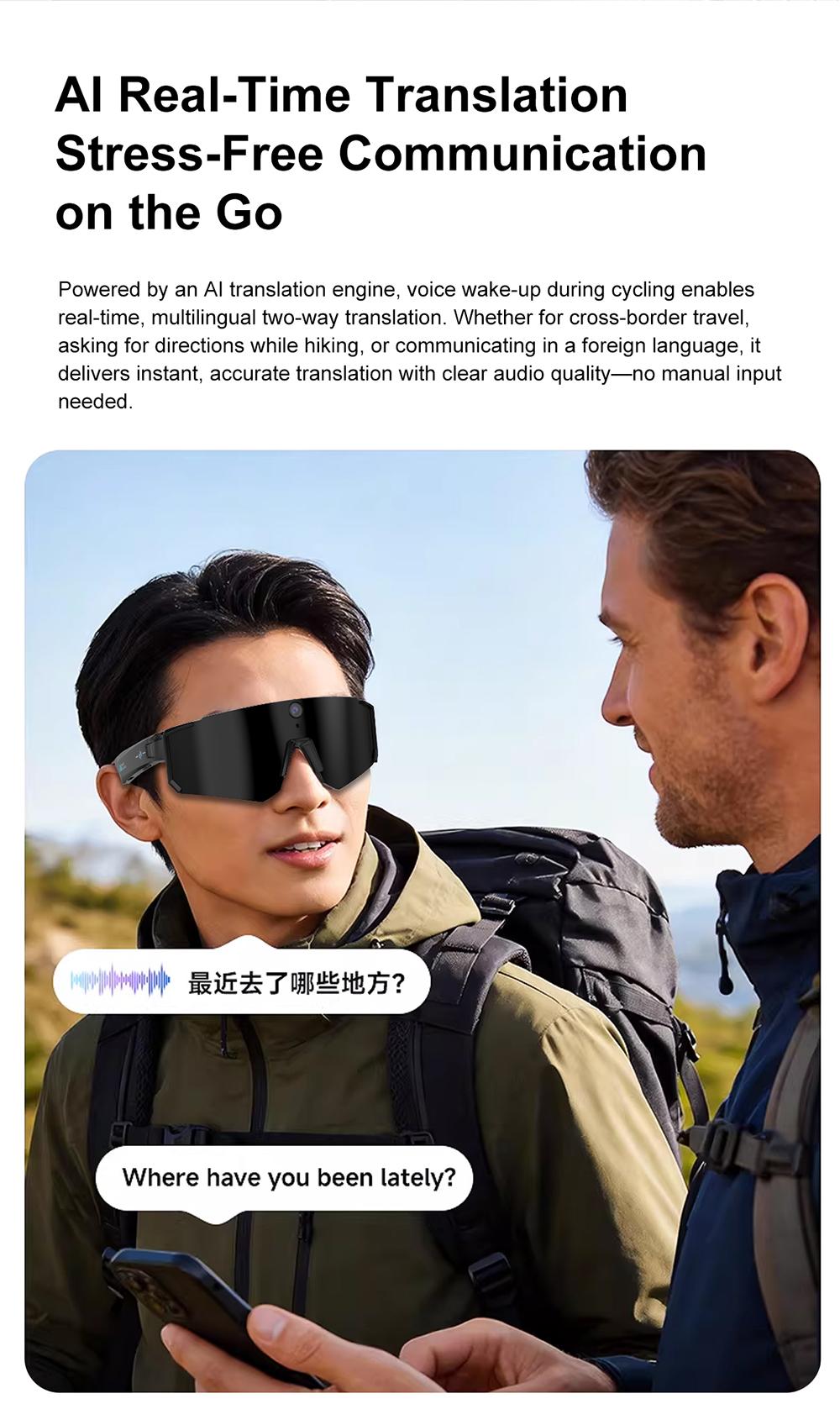 Multifunctional video camera smart sunglasses, Sunglasses with camera, 8MP lens for first-person perspective shooting, one-click recording, AI voice interaction translation and recognition, Bluetooth calling 290mAh large capacity battery