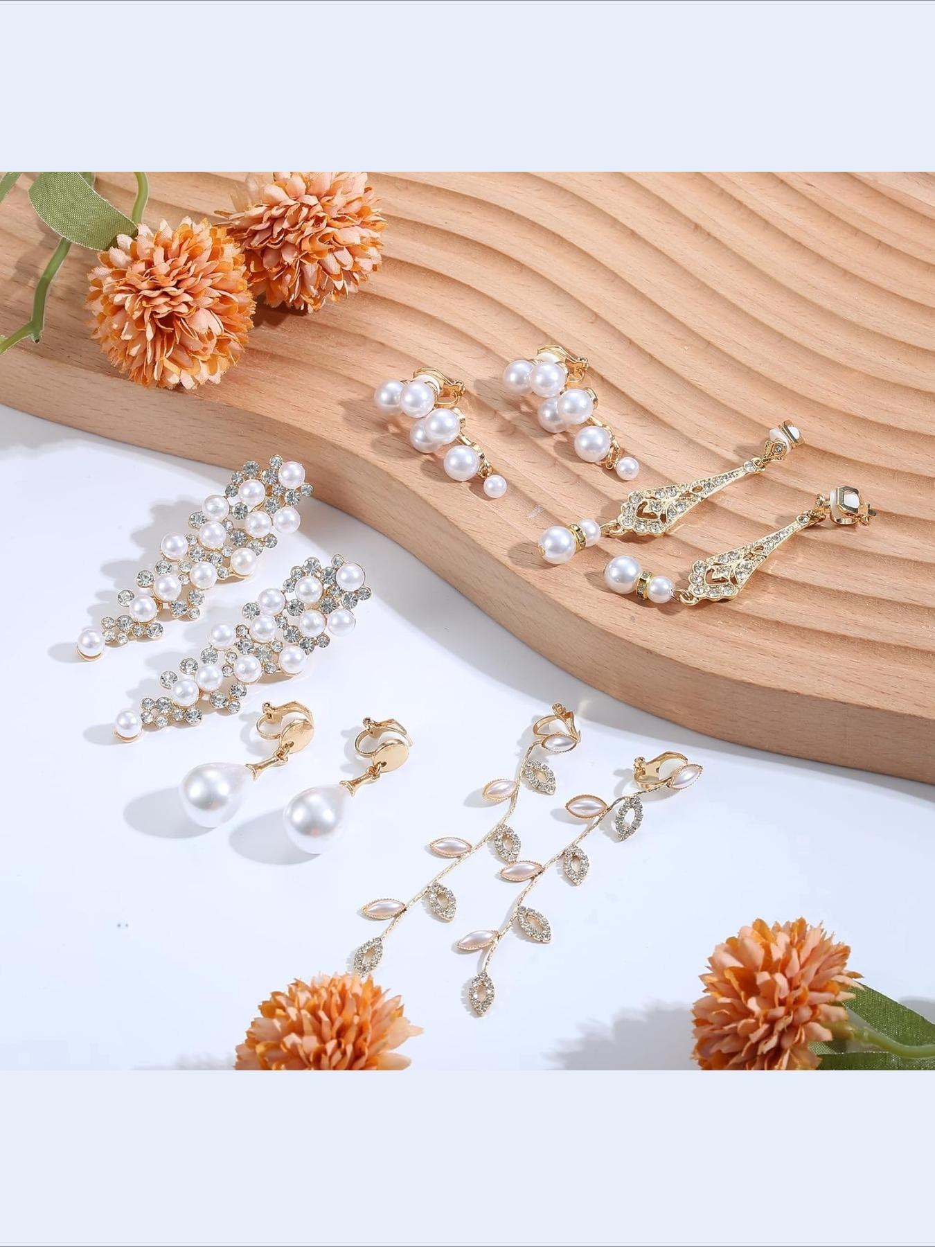 Vintage Pearl Drop Earrings for Women, Elegant Bridal Wedding Earrings with Cubic Zirconia, Luxury Dangle Earrings for Prom Party, Fashion Jewelry Gift for Bridesmaid