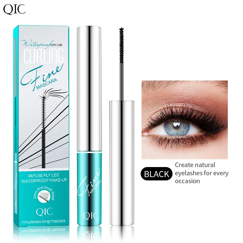 Small Precision Brush Mascara, Waterproof Sweat Resistant Formula, Smudge-Proof Lengthening Natural Curling Mascara for Soft Natural Lashes