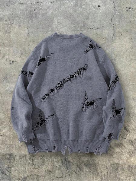 Men's & Women's Street Gothic Letter Print Sweater, Casual Loose-Fit Knitted Pullover, Round Neck Long Sleeve Drop Shoulder Top, Knitwear