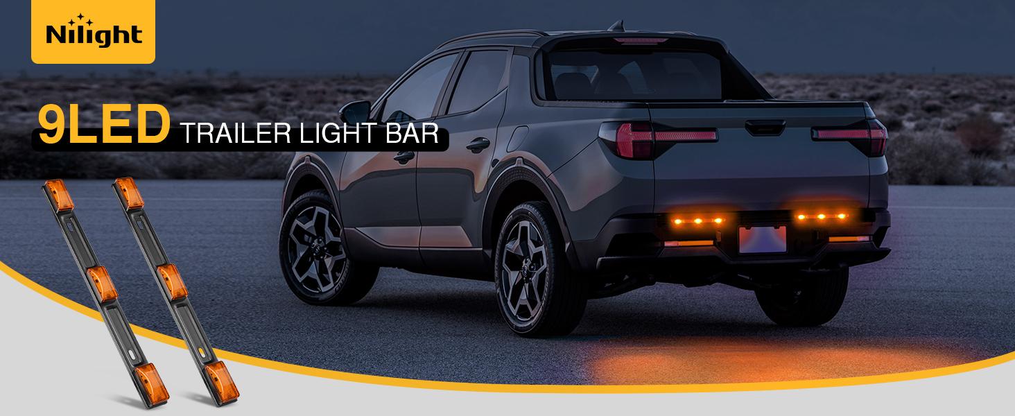 Nilight 9 LED Marker Tail Trailer Light Bar 14.2Inch 2 PCS Amber Clearance Identification Running Marker ID Rear Stainless Steel Bracket for 12V Pickup Truck Trailer RV Boat  dealsforyoudays