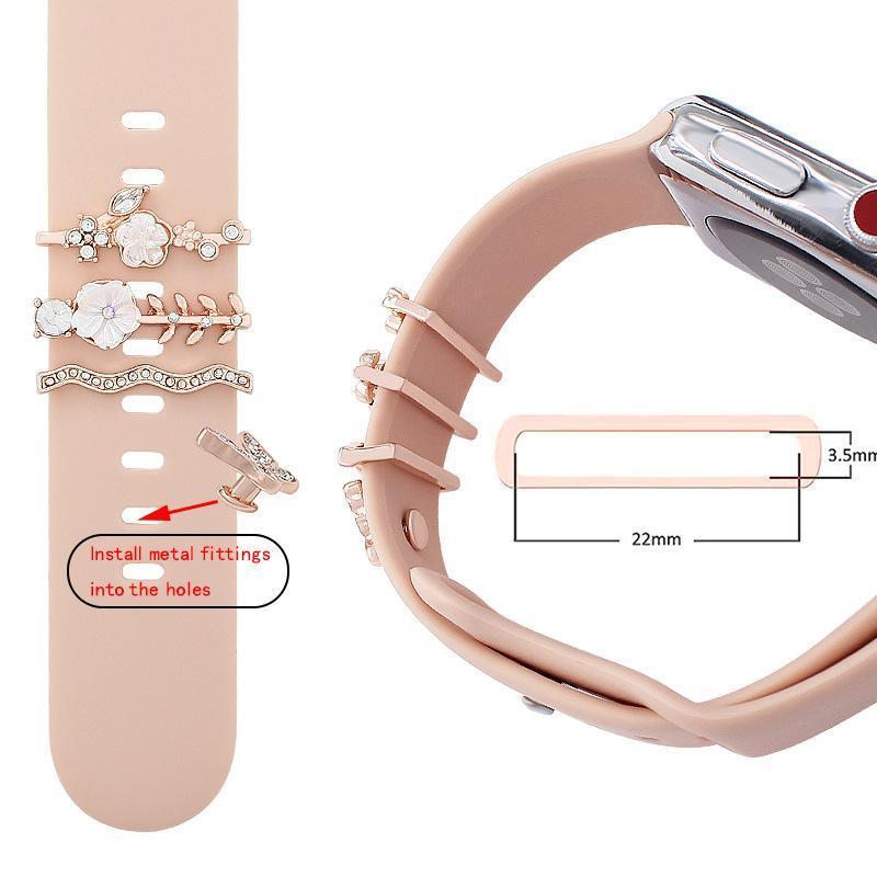 Crystal Rhinestone Flower & Butterfly Decorative Charms - Personalized Accessories for Silicone Watch Bands, Universal Ornament Rings for Smart Watches