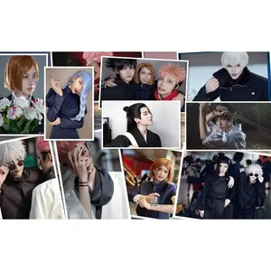 Long Wavy Black Anime Wig Suguru Geto Jujutsu Kaisen Cosplay Costume Wig Comics Role Play Synthetic Wig