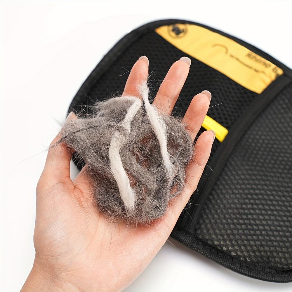 Upgraded large-sized pet static hair removal gloves | Black cat grooming gloves with yellow accents, efficiently removing hair and fuzz
