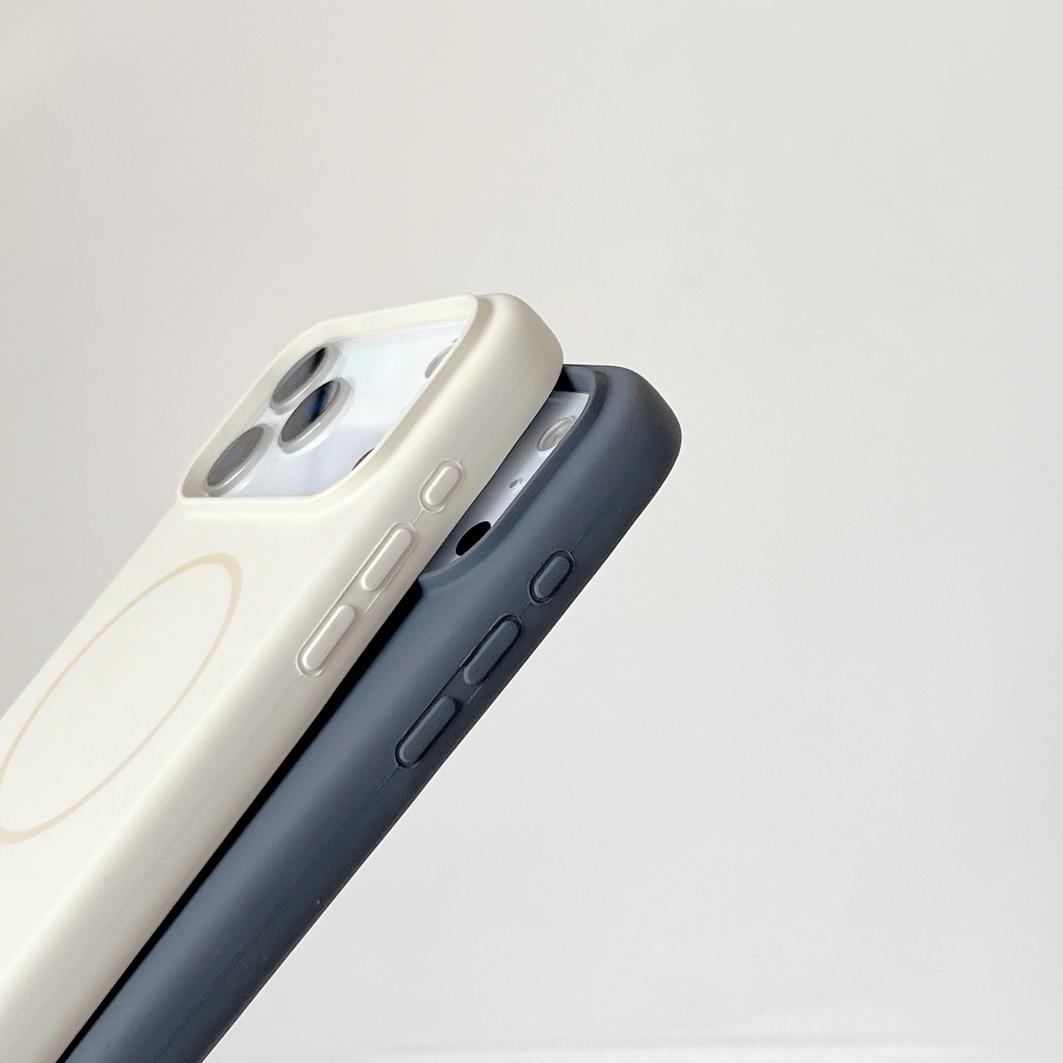 Orange thin circle magnetic suction camera button, all-inclusive, suitable for Apple 17promax mobile phone case, liquid silicone iPhone17 r skin feeling 17pro simple solid color, soft waxy 17 large holes 16