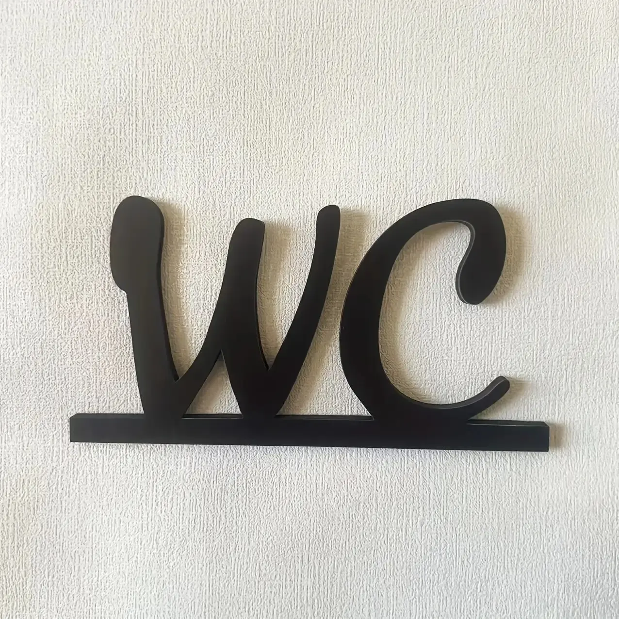 Elegant Wooden Bathroom Sign with Self-Adhesive Door Sticker, Classic Toilet Decor, Easy Installation and Removal, Ideal for Home and Office