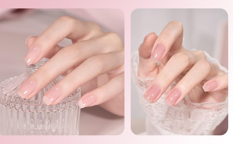 GAOY UV Gel Nail Polish, 16ml Jelly Nude Pink Translucent Soak Off Gel Polish, UV Light Cure for Nail Art DIY