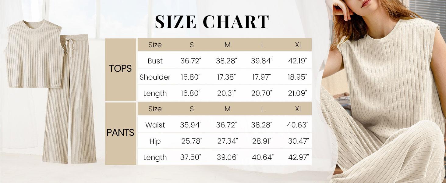 Tanming Women's 2 Piece Outfits Sweater Sets Knit Sleeveless Pullover Tops High Waist Pants Lounge Sets Tracksuits FallFreshness