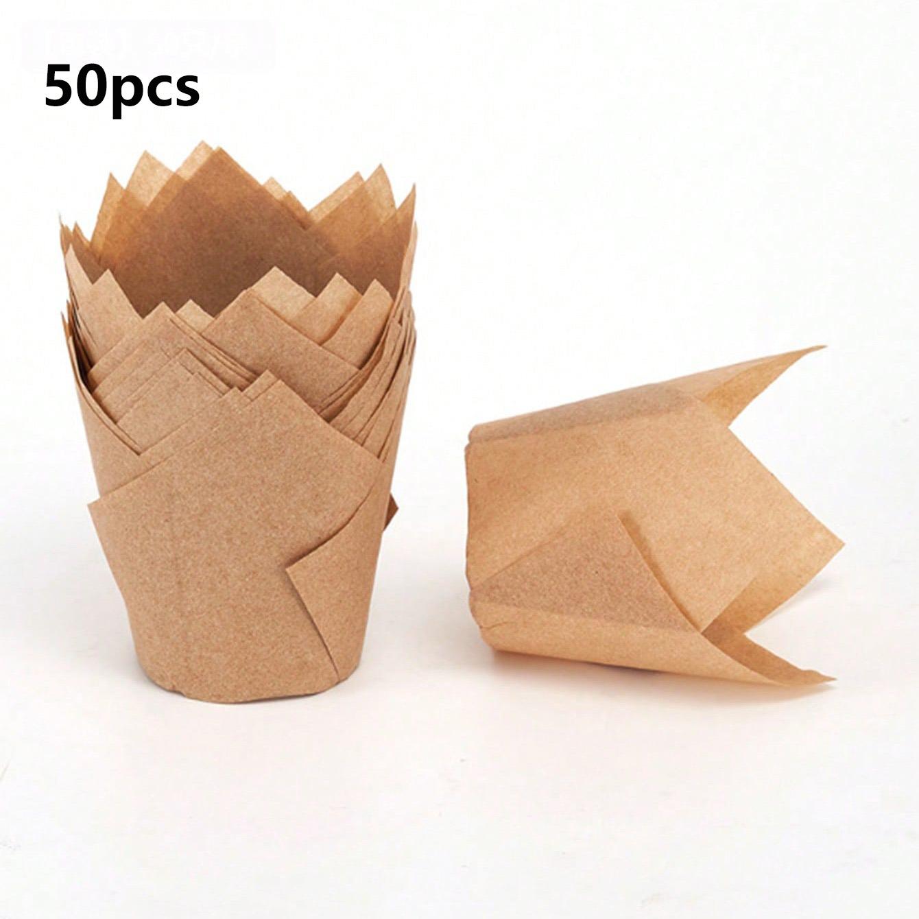10/50pcs Tulip Paper Cupcake Liners, Muffin Cups, Flame Cups, Heat Resistant Baking Cups, Oil-Proof, Ideal for Holidays & Kitchen Storage