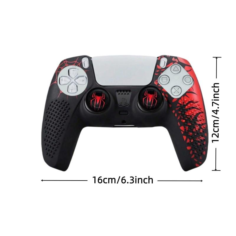 Ps5 Controller Protective Case, Anti-Drop Design, Spider Full Set with Two Joystick Caps + Stickers, Durable Ps5 Accessory