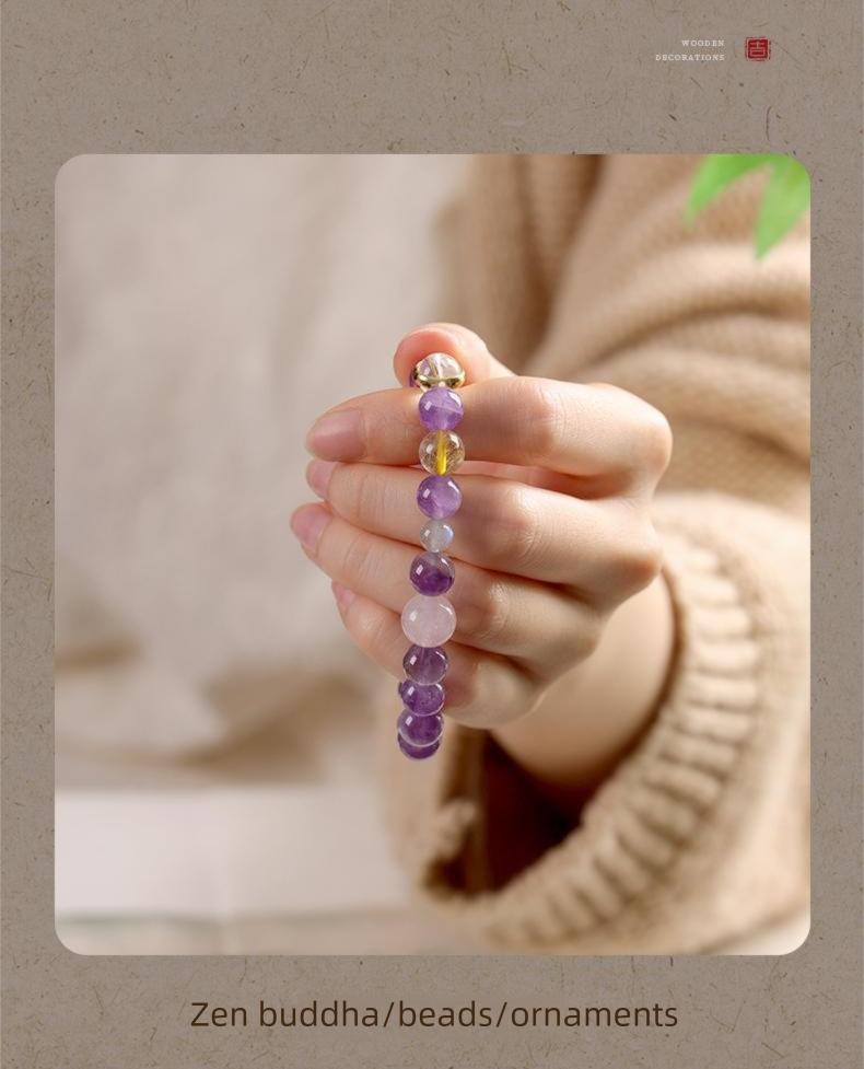 [Academic Success] crystal bracelet, amethyst rose quartz rutilated quartz moonstone white crystal, unisex, daily wear gift, natural stone, wisdom luck peace symbol