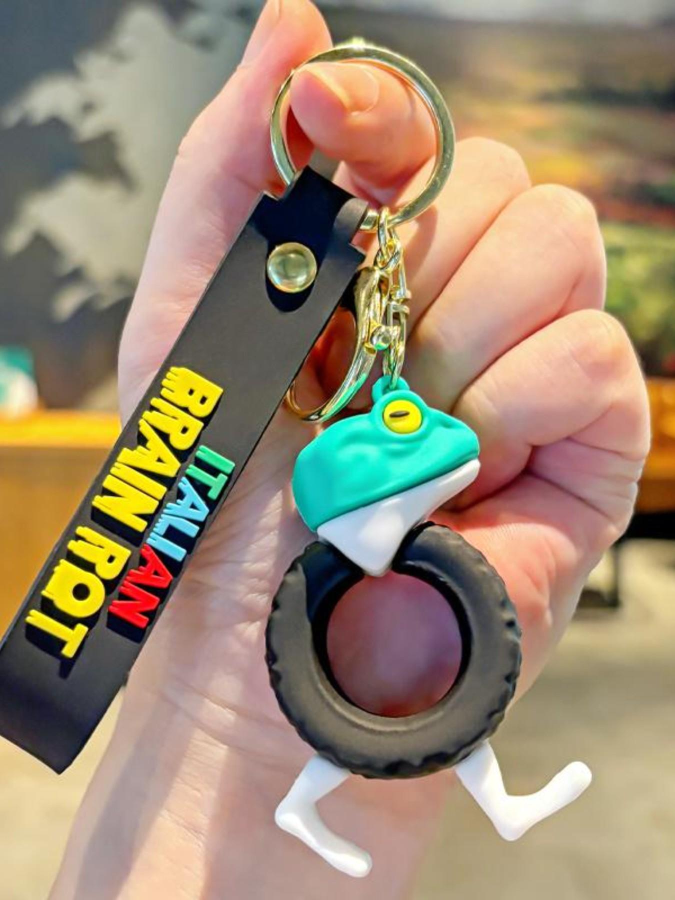 Cartoon Keychain Necklace, Creative Random Print Keychain, Cute All-Season Stress Relief Toy, Shark and Stick Figure Charm