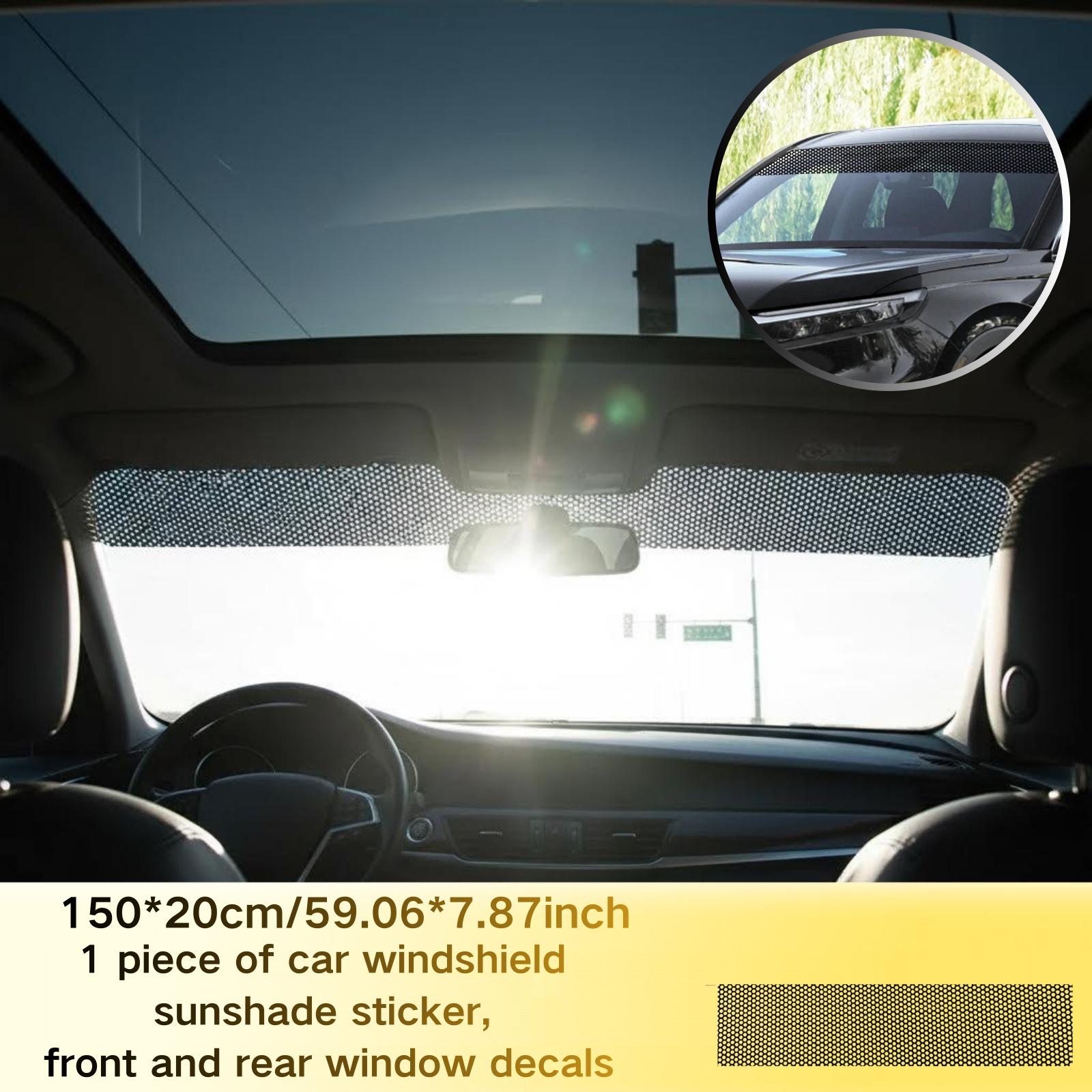 Car Windshield Sunshade Sticker, Front and Rear Window Decals, Mesh Sunscreen Film, Self-Adhesive, Fits Sedans Suvs Vans, Summer Essential