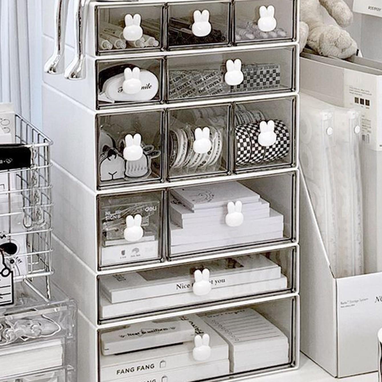 1pc Stationery Organizer Box, Desktop Student Multi-Compartment Drawer Pen Holder, Office Tape Hair Accessory Small Items Storage