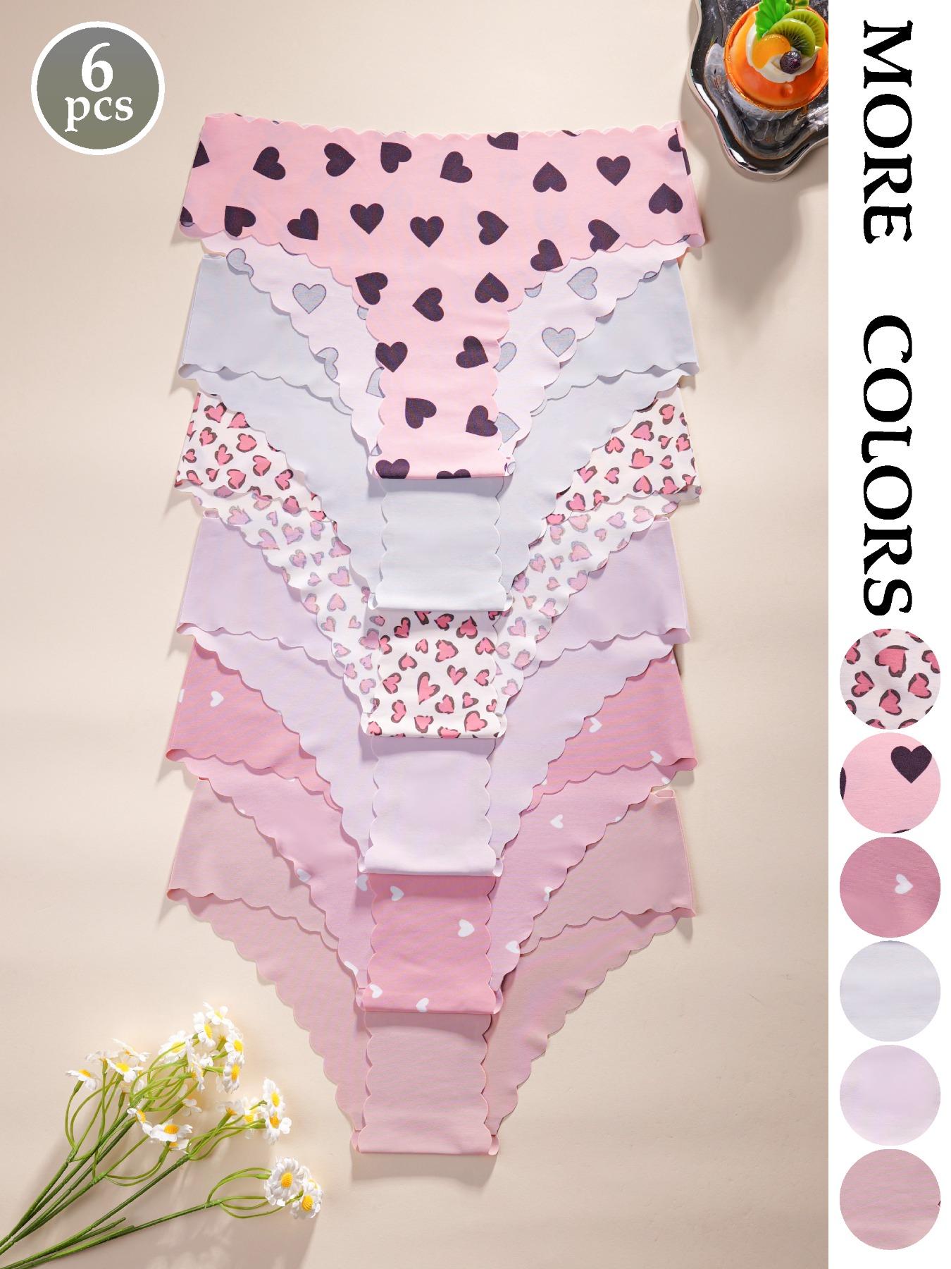 Women's Heart Pattern Panties, Fitted & Plain Design, Breathable Lightweight Comfort Underwear, All-Season Wear, Ideal for Daily Use, Breathable Knicker