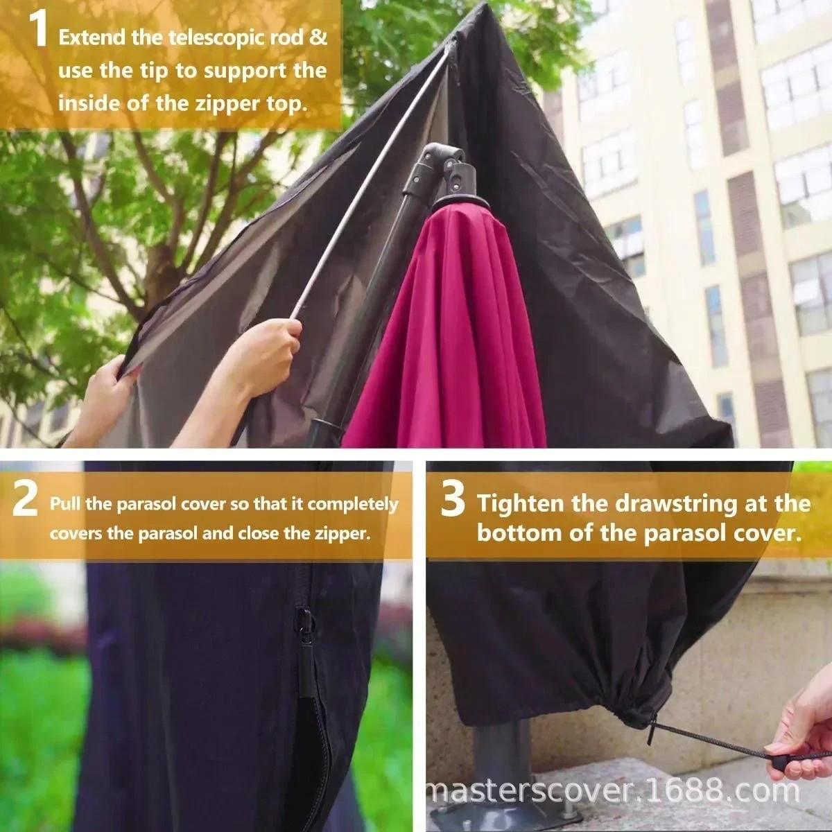 Outdoor Cantilever Umbrella Cover, Waterproof Patio Parasol Cover, Banana Straight Style, All-Season Parasol Umbrella Protection