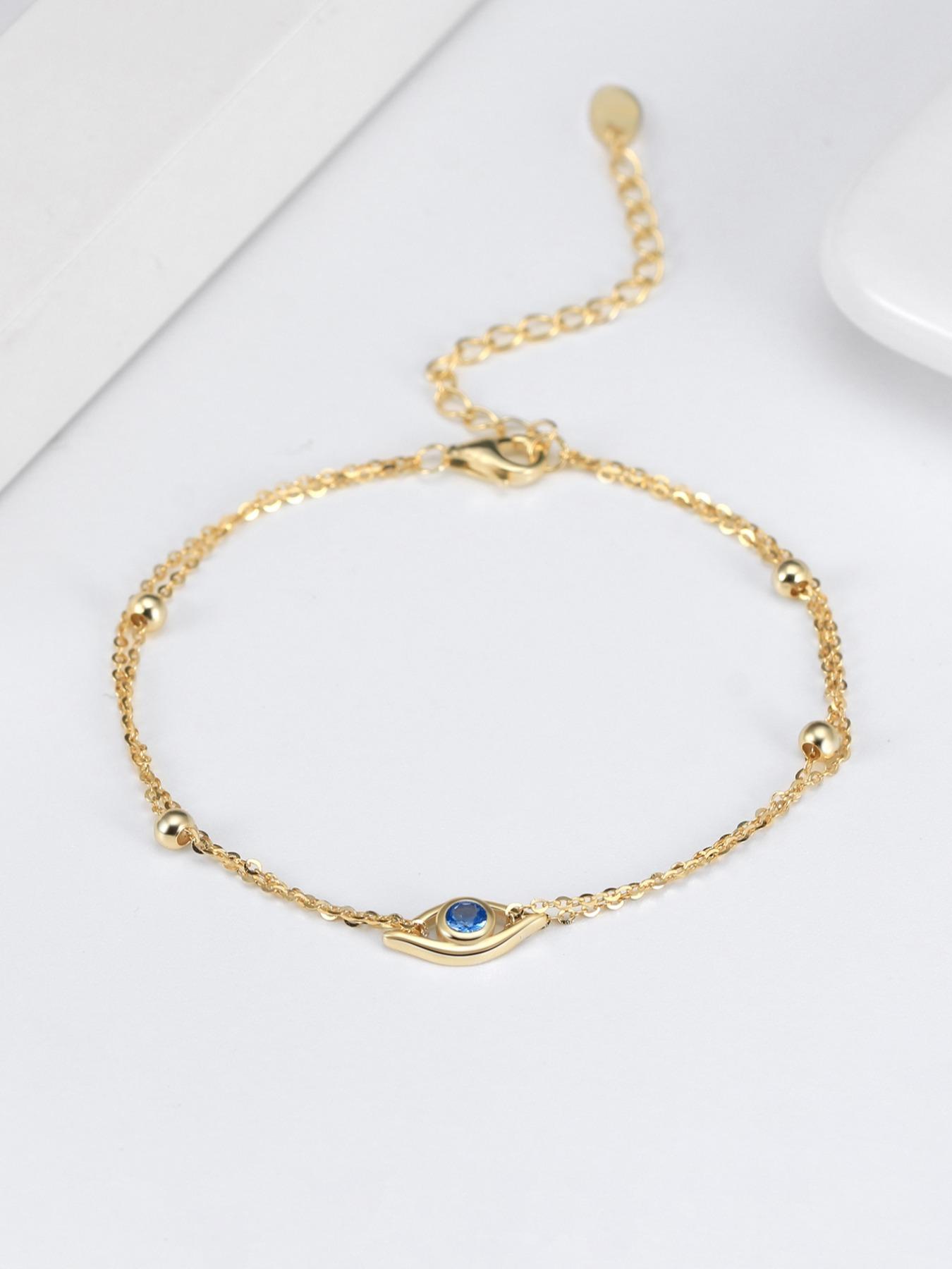 925 Sterling Silver Fashion Evil Eye Design Bracelet, Elegant Jewelry Bracelet, Fashion Jewelry for Party, Daily Clothing Decor, Trendy All-match & Exquisite Jewelry for Birthday Gift