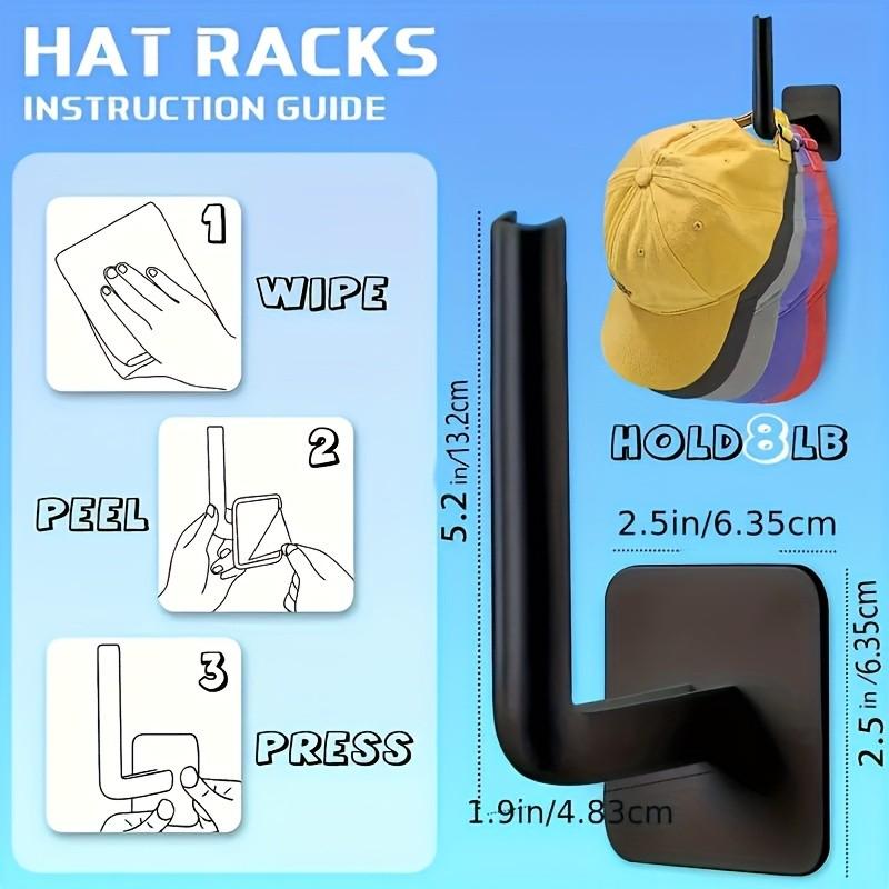No-Drill Adhesive Hooks for Hat and Kitchen Towel Storage, Versatile Wall Organizer for Home Office Bathroom Kitchen Decor, Self Adhesive Hooks