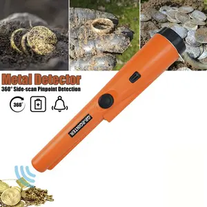 Handheld metal detector with 360 ° scanning, waterproof pointer, 800mAh rechargeable, LED light, adult and child treasure hunting and gold finding tools, black, green, orange