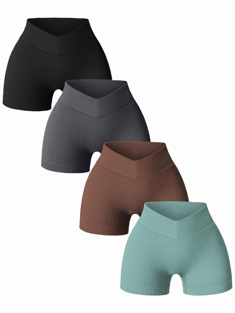 Women's Solid Color High Waist Gym Shorts, Breathable Comfortable Sports Bottoms for Yoga Gym Workout Running, Ladies Sportswear for All Seasons