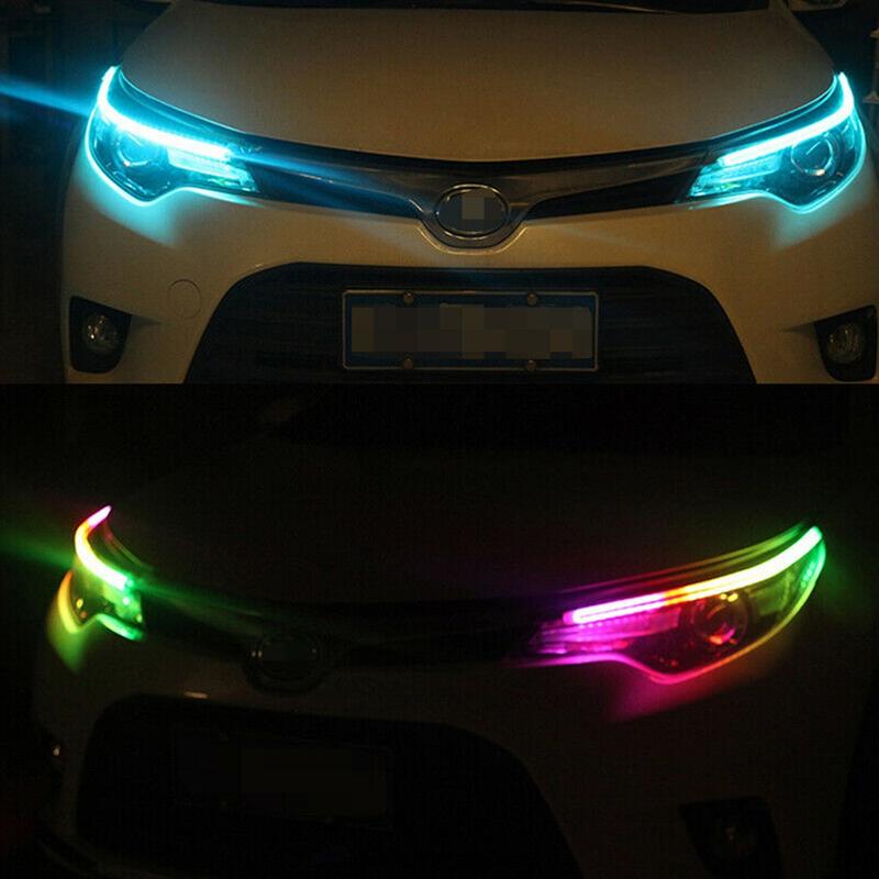 2pcs RGB 60CM LED DRL Light Car Headlight Strip Light Turn Signal Remote Control