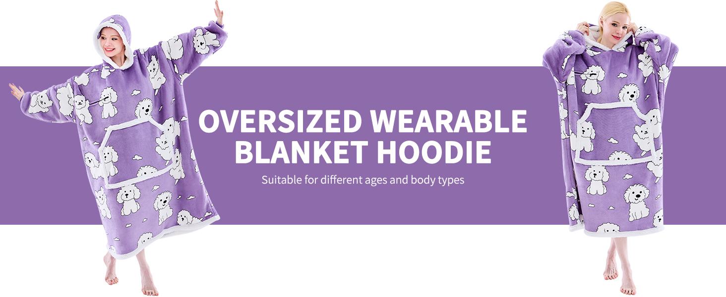 Eyemask Sleeping Oversized Long Wearable Blanket Hoodie for Adult One Size