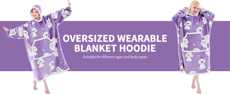 Eyemask Sleeping Oversized Long Wearable Blanket Hoodie for Adult One Size