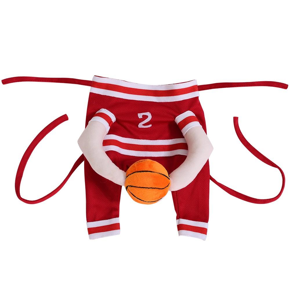 Pet Basketball Transformation Costume, Humanoid Ball Design, Striped Sporty Style, Breathable Mesh Strap, Small Dogs (chihuahua/pomeranian/teddy)