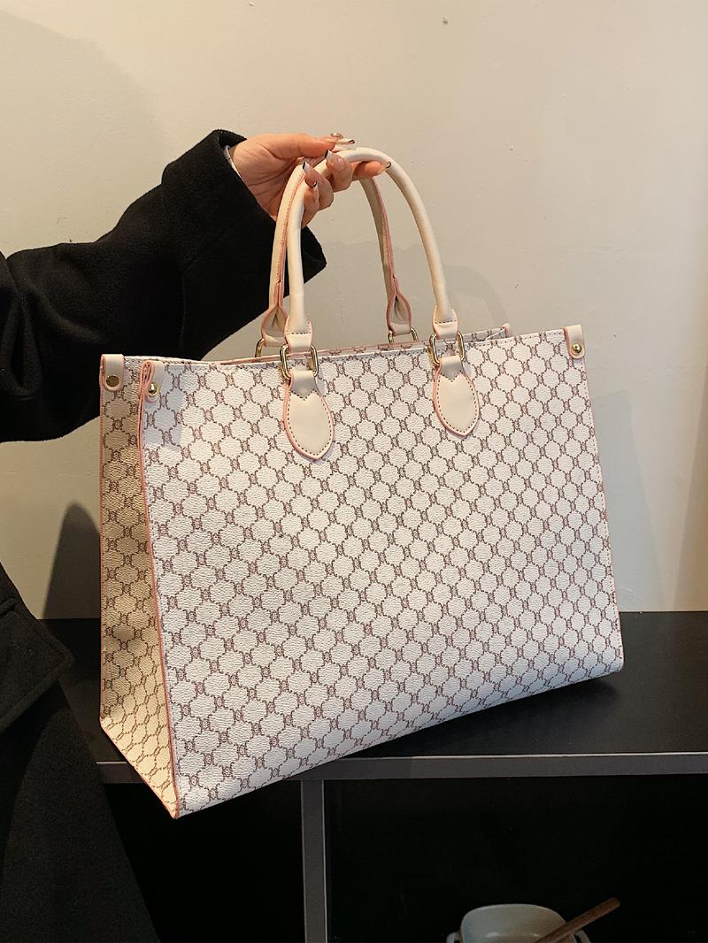 Fashionable Plaid Pattern Tote Bag, Casual Versatile Shoulder Bag for Women, Trendy Commuter Bag for Daily Used