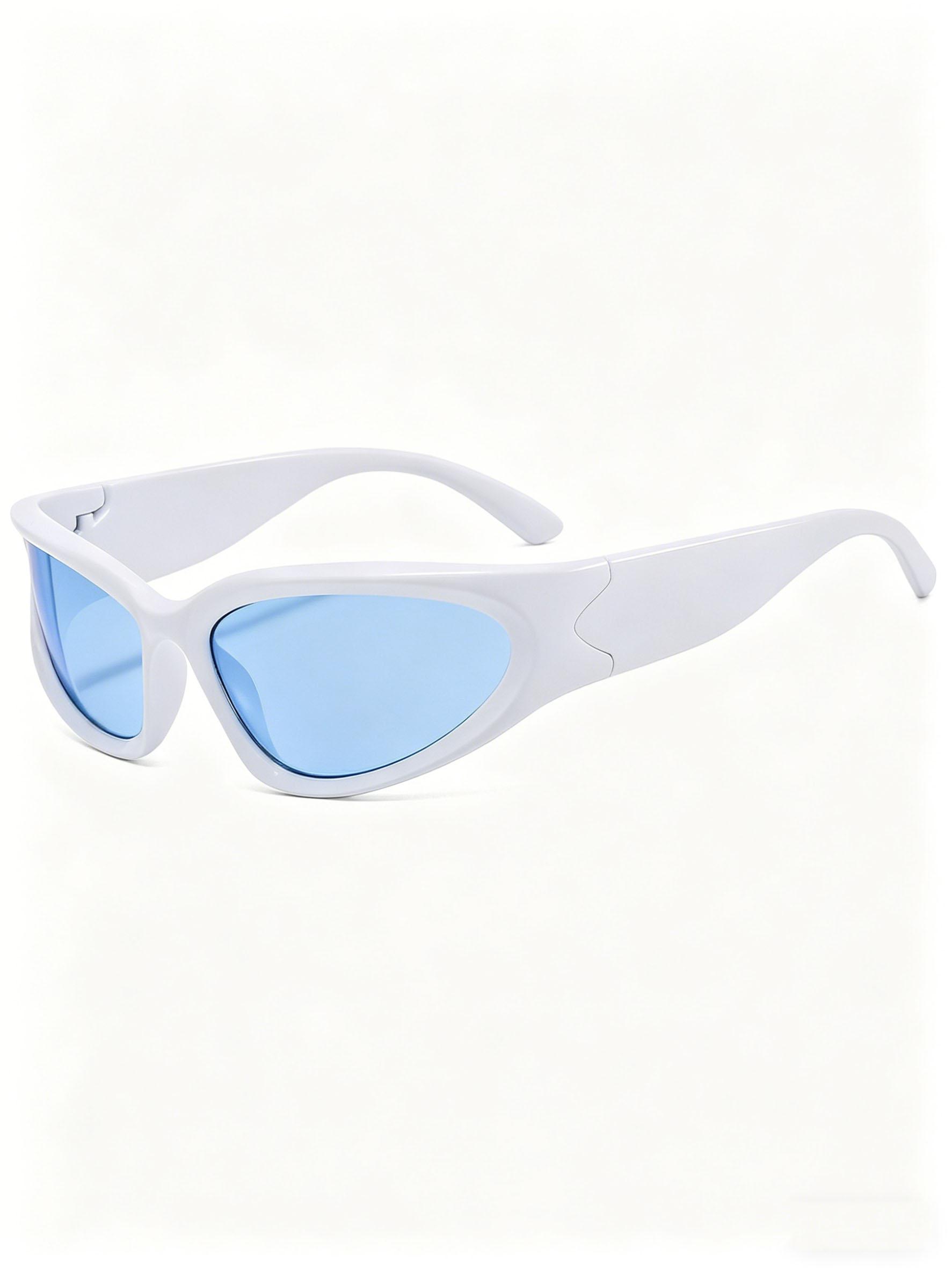 Trendy Y2K Wraparound Sunglasses, Futuristic Cyber Goggles, Perfect for Street Photography, Beach, Edm Parties, Stylish Accessories