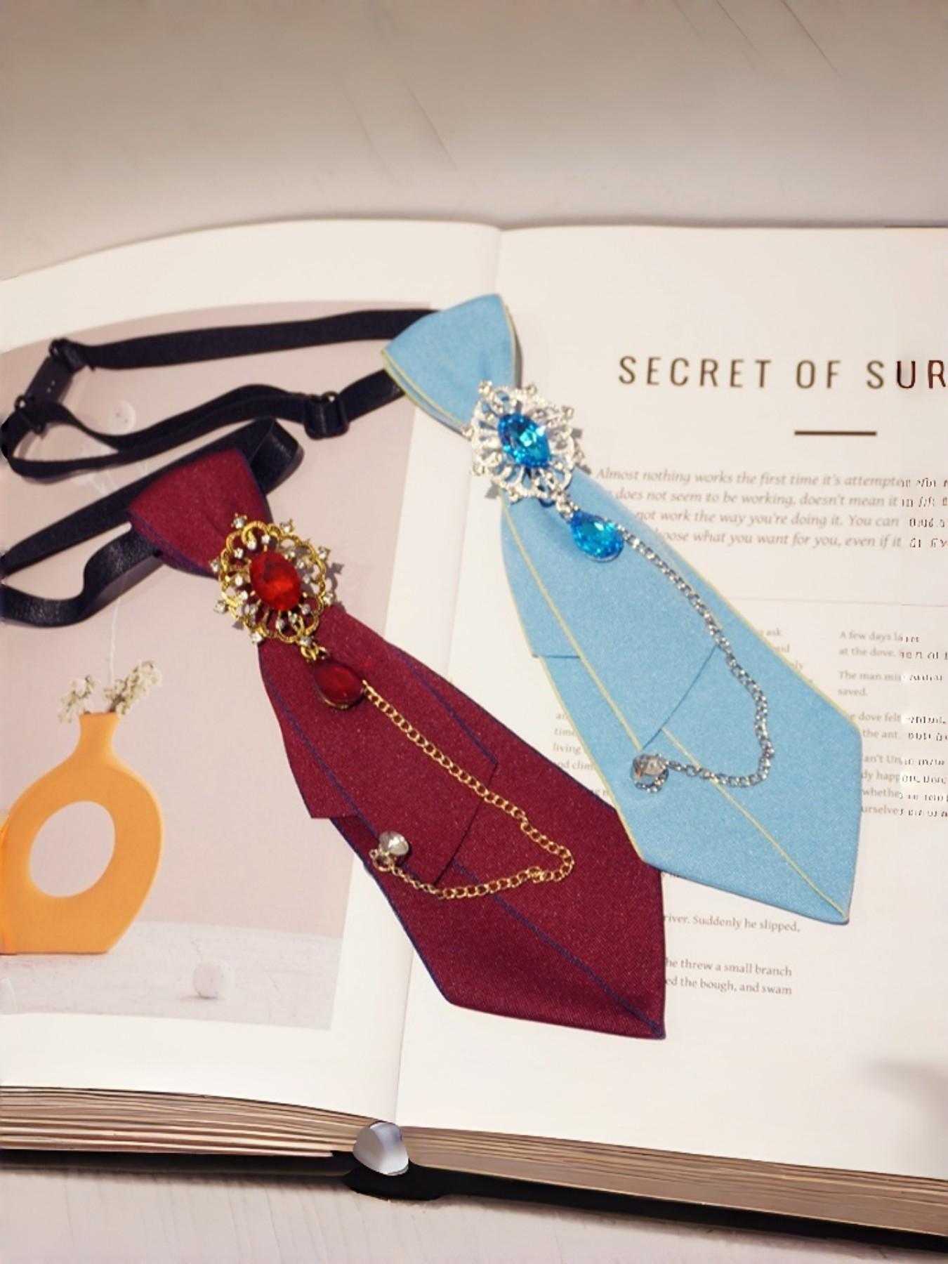 Dreamy Ice Style Lapel Pin, No Zipper Design, Aquamarine Rhinestone Chain Tie, Perfect for Suits, Formal Wear, Wedding Accessories