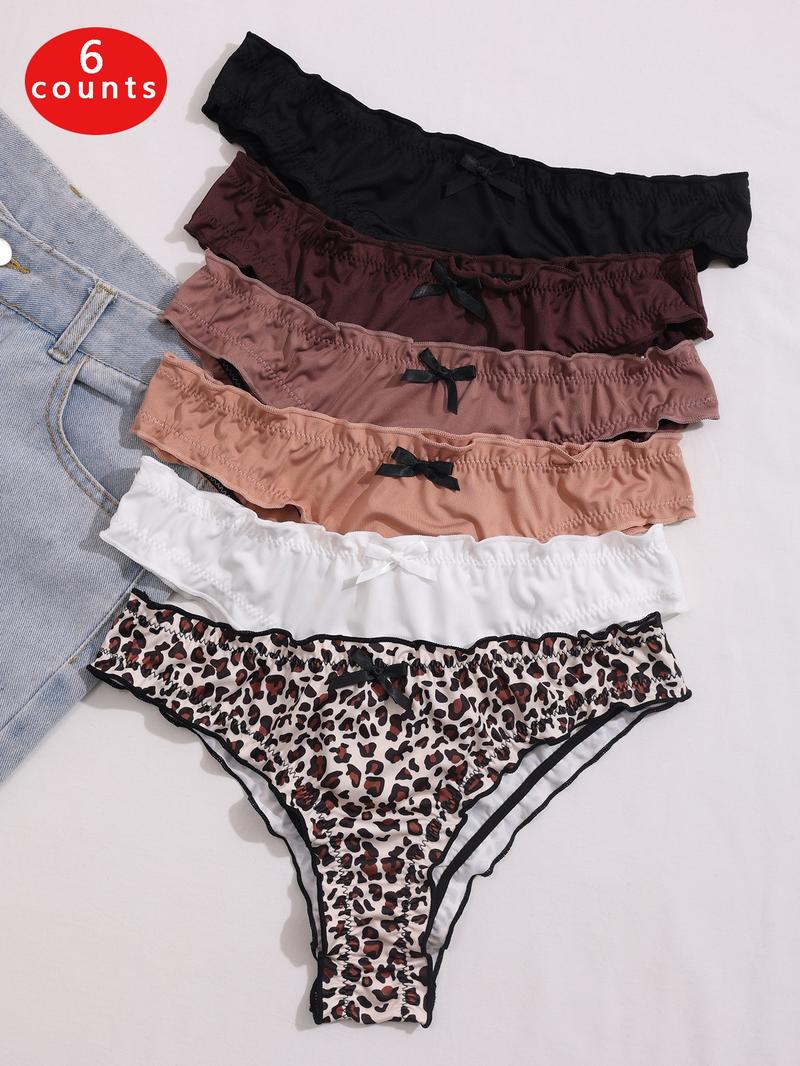 7PCS Bow, Milk Silk Women's Briefs