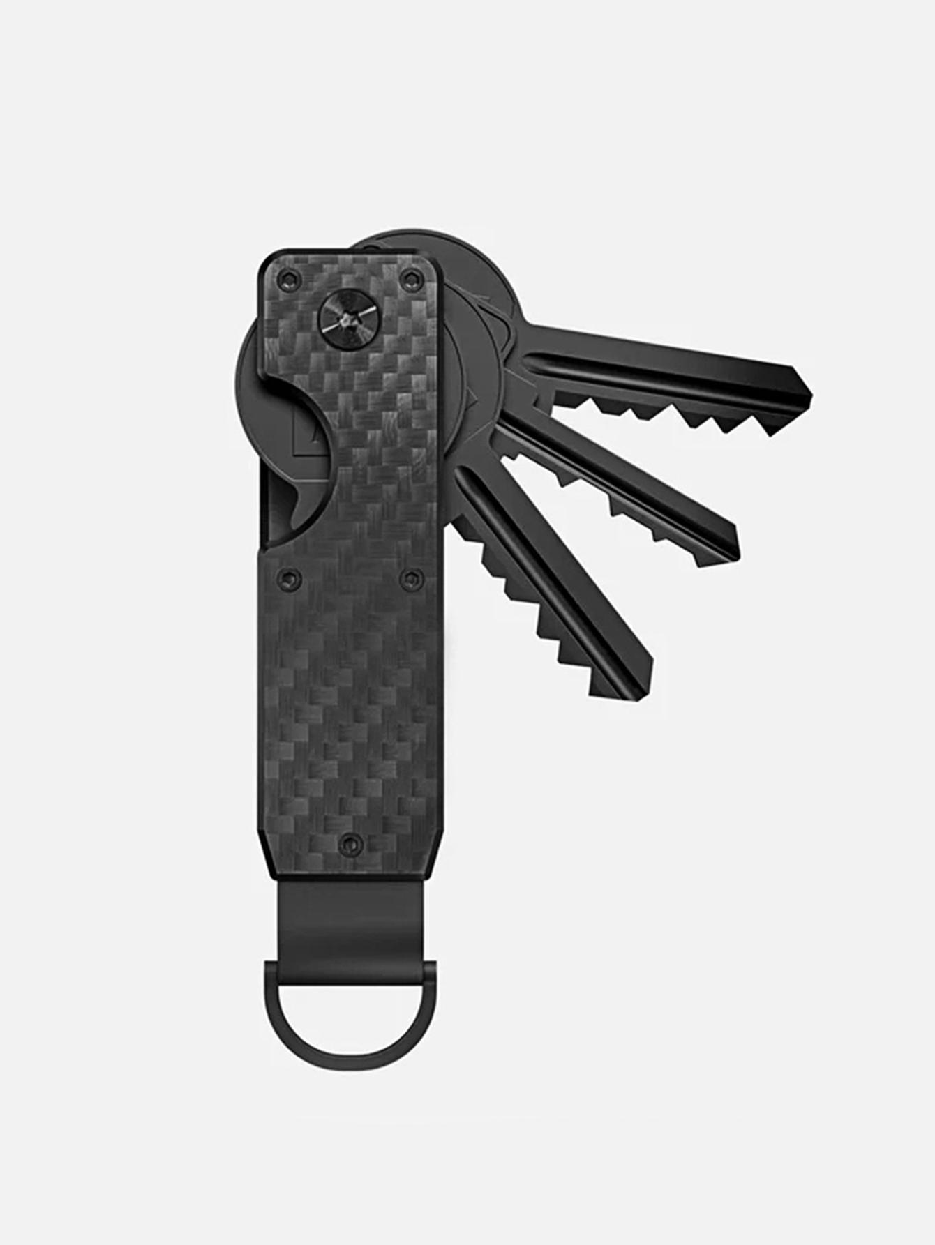 Minimalist Keychain, Heavy Duty Keychain - Compact Metal Key Storage Box With Screwdriver Carbon Fiber Pattern Unisex Key Clip Anti-Scratch Surface, Keys Sleek Light Slim, Durable Key Ring Holder With Gift Box, Gift For Friends, Family, Stylish Keychain