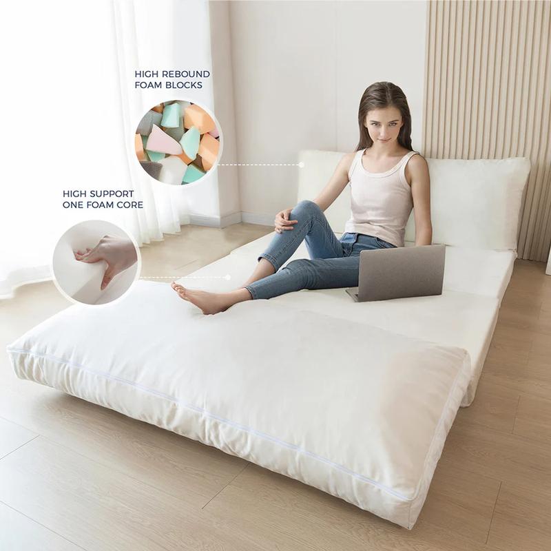 MAXYOYO Folding Bean Bag Sofa Bed, Velvet Floor Sofa Convertible Floor Bed with Washable Cover for Adults, Lounge for Home