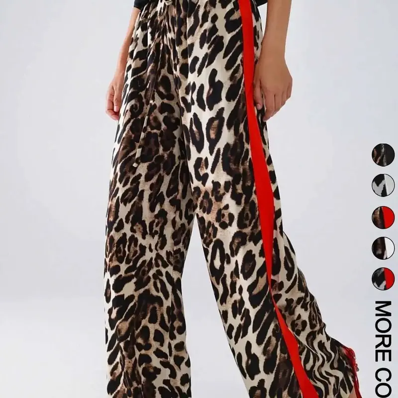 Women's Leopard Print Casual Commuter Pants, Stylish High Waist Trousers, Comfortable Office Wear, Perfect for Daily Use